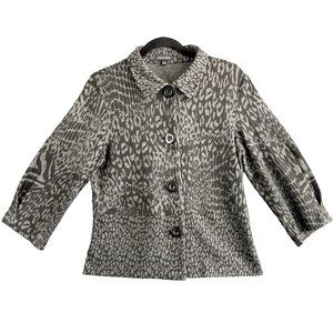 Notations Grey Abstract Animal-Print Button Jacket — Size S
